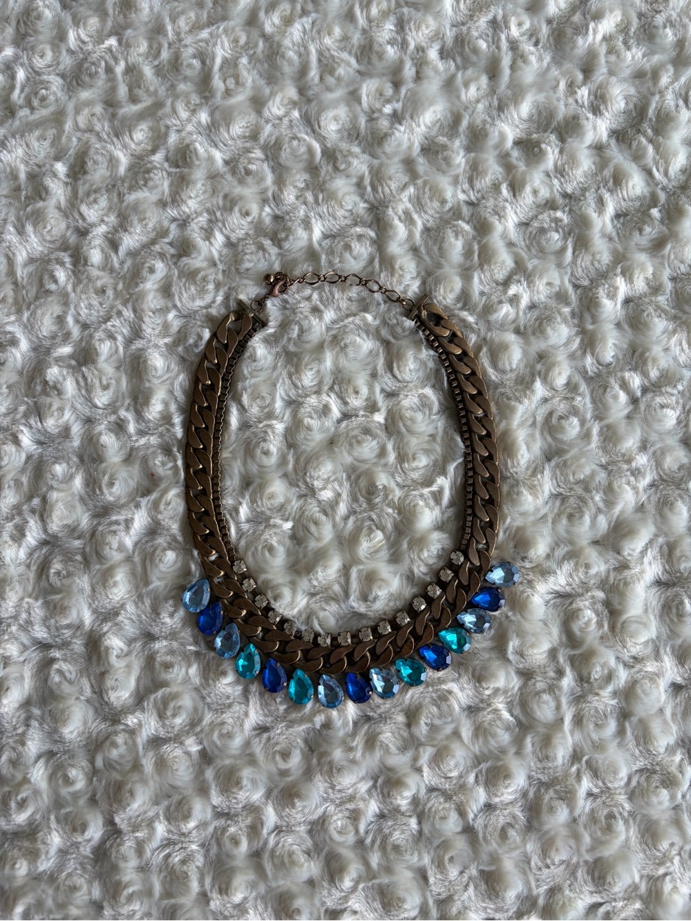 Blue Teardrop Chain Statement Necklace